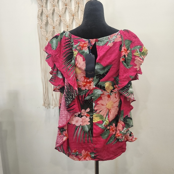 [ Rachel Roy] Women's,size XL new with tags CUTEST TROPICAL/ FLORAL BLOUSE🌺💠🌸 - Picture 11 of 16